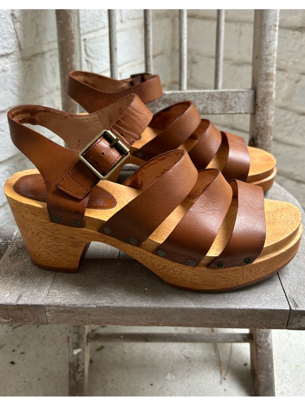 MADEWELL Brown Leather Sigrid Clog Sandal Size 6 1/2